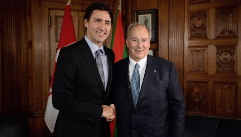An Image of Justin Trudeau and the Aga Khan