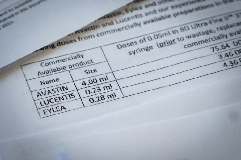 A closeup of a document listing medications.