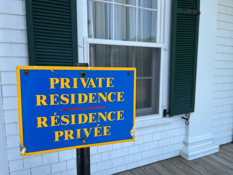 A sign says 'Private Residence' outside government house in Charlottetown.