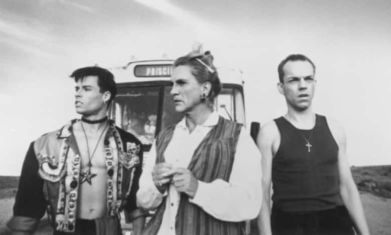 Terence Stamp, Guy Pearce and Hugo Weaving play a pair of drag queens and a transsexual in The Adventures of Priscilla, Queen of the Desert