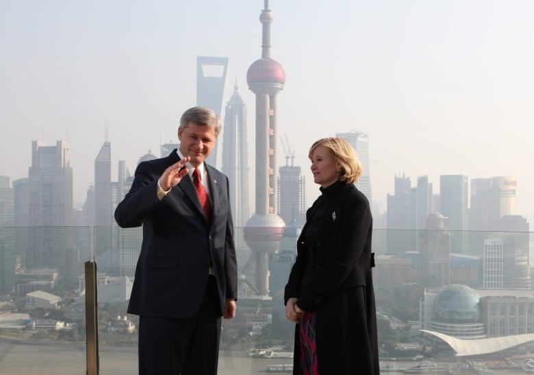 Prime Minister Stephen Harper and wife Laureen look out over Shanghai, China on Saturday, December 5, 2009.