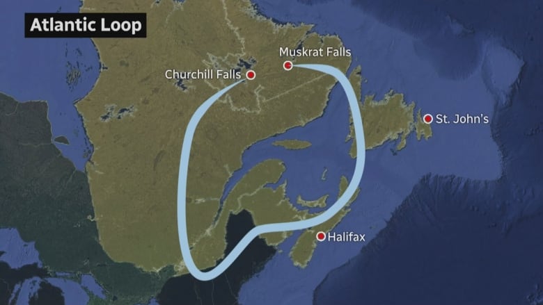 The Atlantic Loop would expand the electrical grid connections between Quebec and New Brunswick and New Brunswick and Nova Scotia to provide greater access to renewable electricity, like hydro from Quebec.