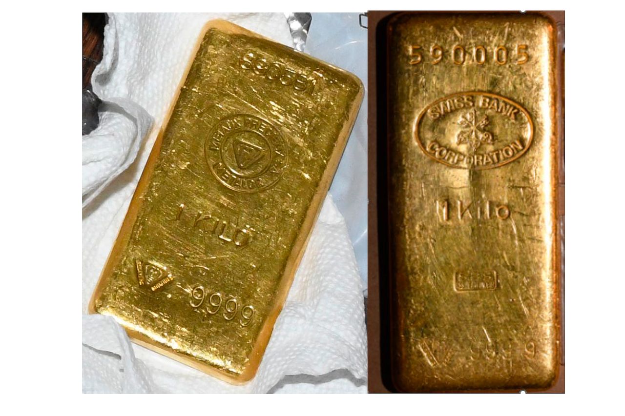 Two of the gold bars found after federal agents searched Menendez's home and safe deposit box. Menendez and his wife were indicted on charges that they took bribes of gold bars, cash and more for corrupt acts.
