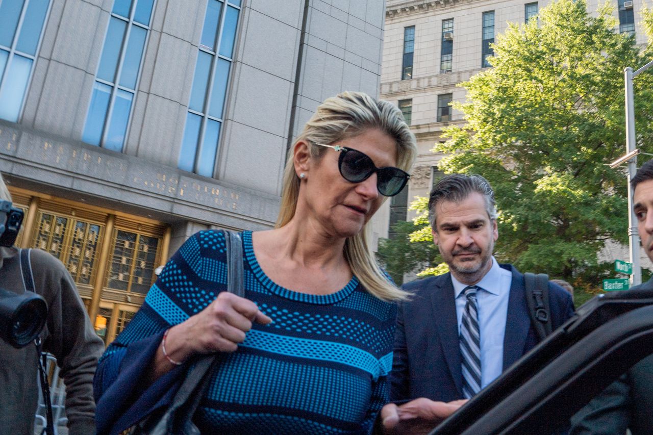 Menendez's wife, Nadine Menendez, departs a courthouse on Monday, Oct. 2, in New York City.