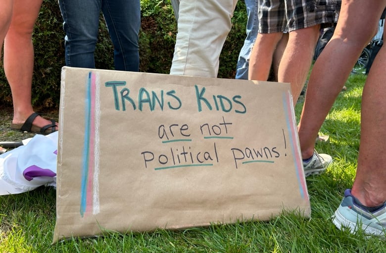 Trans kids are not political pawns sign