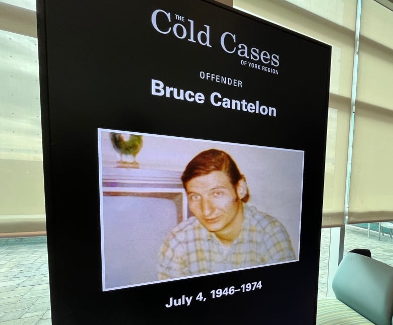 A photo of Cantelon displayed during a news conference.