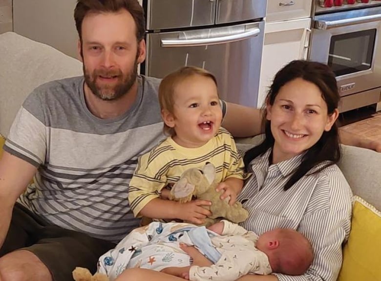 Emma Kenyon and Daniel Warelis with their sons two-year-old Darcy and Sam, 10 weeks. 