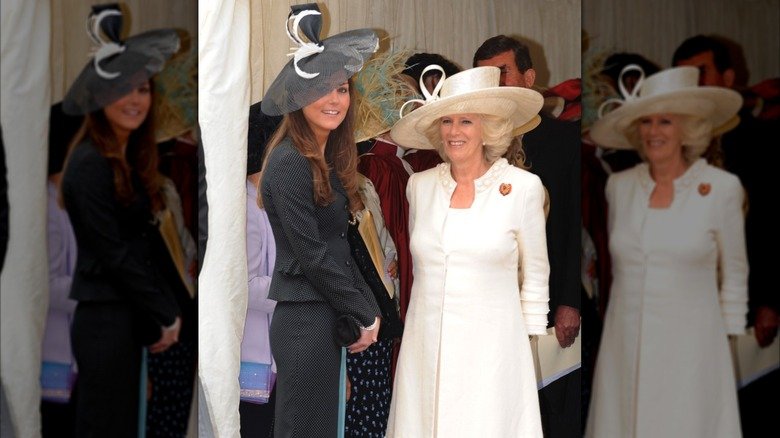 Kate Middleton and Queen Camilla together at the Order of the Garter ceremony in 2008.