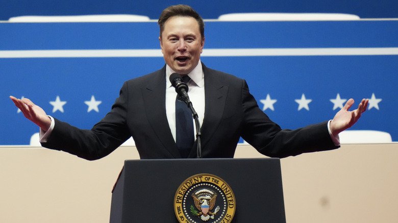 Unnoticed Aspects of Elon Musk's Failed Marriages 6 Elon Musk delivering his speech at the 2025 inauguration.