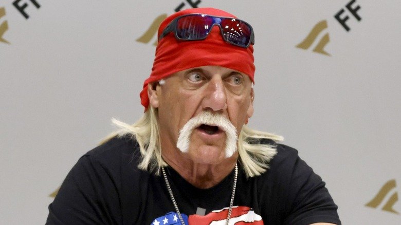 Hulk Hogan speaking on stage