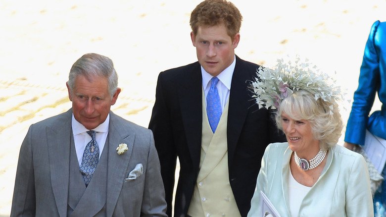 King Charles, Prince Harry and Queen Camilla.