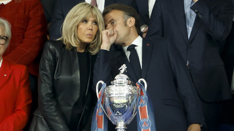 Emmanuel and Brigitte Macron at the French Cup Final