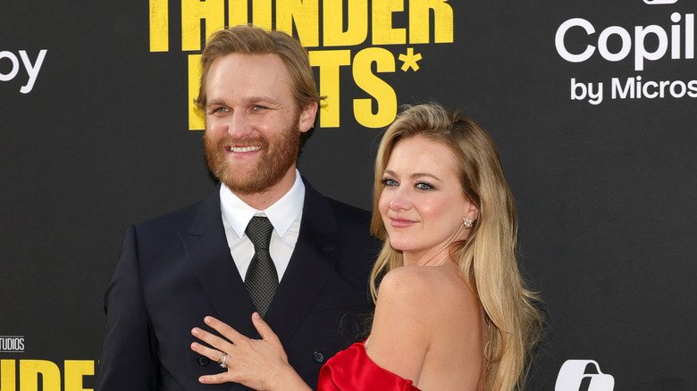 Wyatt Russell posing with Meredith Hagner