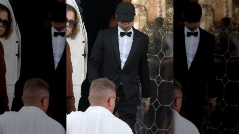 Leonardo DiCaprio wearing baseball cap pulled down over eyes ahead of Jeff Bezos and Lauren Sánchez's Venice wedding