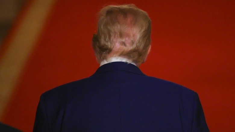 trumps hair cant hide bald spots anymore his bright scalp is nightmare worthy