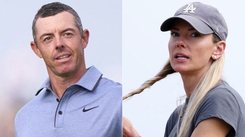 Rory McIlroy and Erica Stoll pictured at The Open 2025.