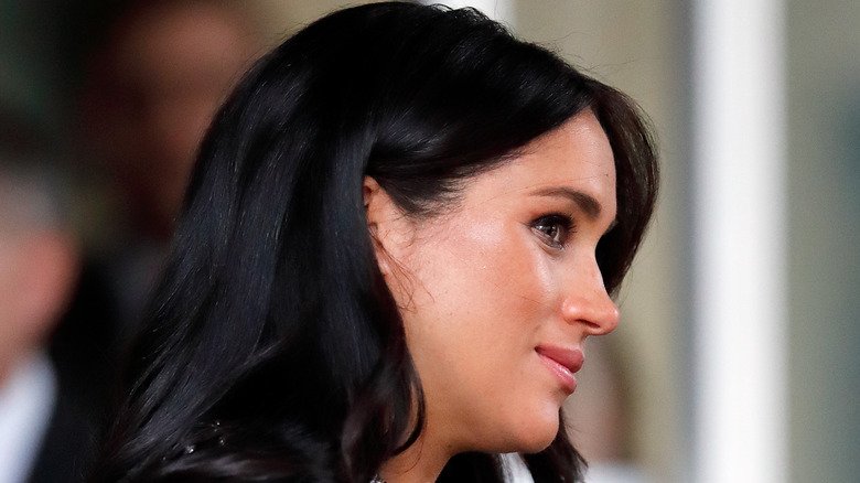 Meghan Markle's face in profile view