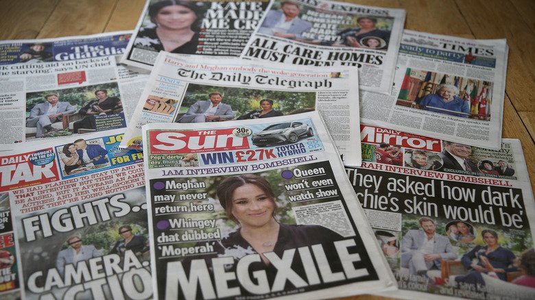 Different British tabloids with Meghan Markle