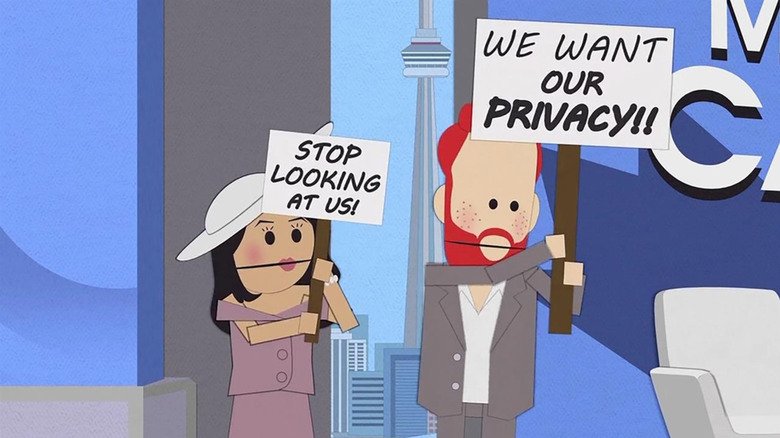 "South Park" characters meant to be Meghan Markle and Prince Harry holding signs