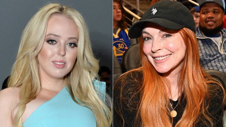 Split image of Tiffany Trump and Lindsay Lohan smiling