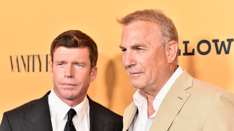 Taylor Sheridan's Yellowstone: The Overlooked Dark Side 4 Kevin Costner poses next to Taylor Sheridan in 2018
