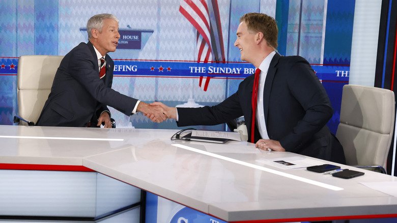 Peter Doocy’s Hair: A Little Icy, A Little Bird Magnet 3 Peter Doocy shaking hands