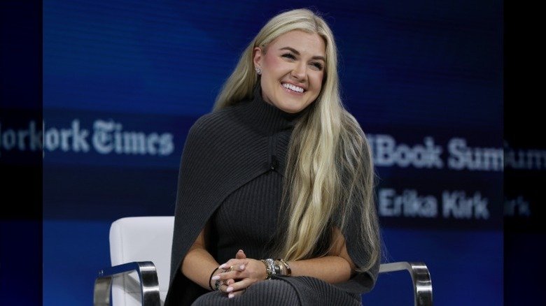 Erika Kirk smiles at The New York Times' DealBook Summit