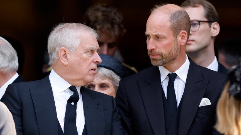Prince Andrew speaks to Prince William