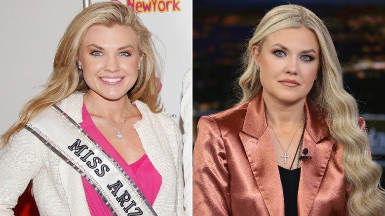 Political Figures Transformed by Mar-A-Lago Makeovers 3 Split photo of Erika Kirk as a beauty queen in 2012 versus in 2025