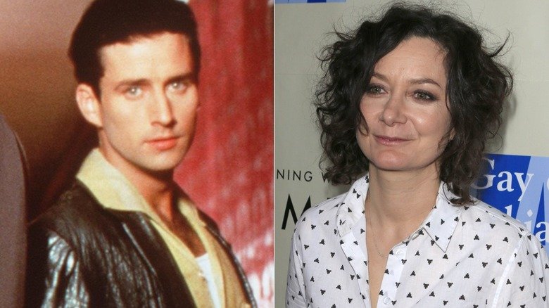 Glenn Quinn in an Angel promo; Sara Gilbert on a red carpet