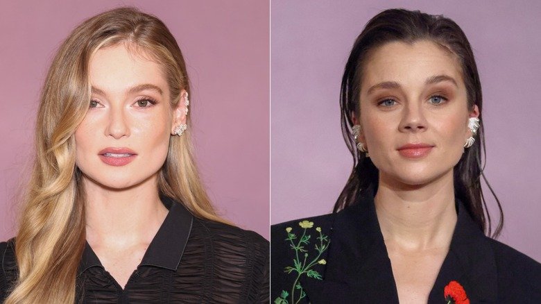 A split image of Hannah Dodd and Claudia Jessie gazing at the lens while wearing black outfits.