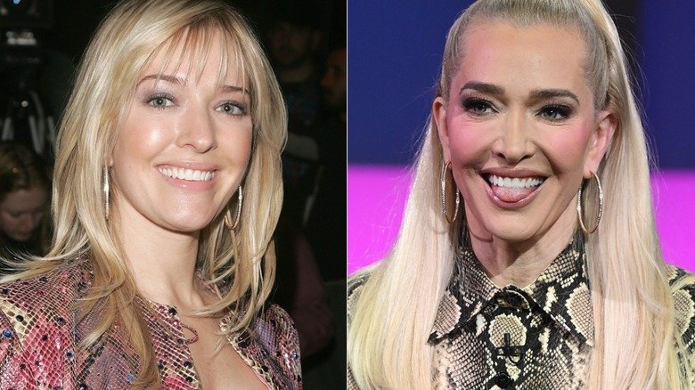 Side-by-side images of Erika Jayne posing for a photo