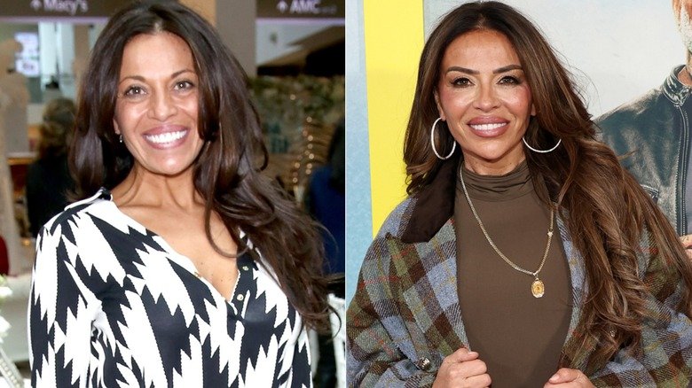 Side-by-side images of Dolores Catania posing for a photo