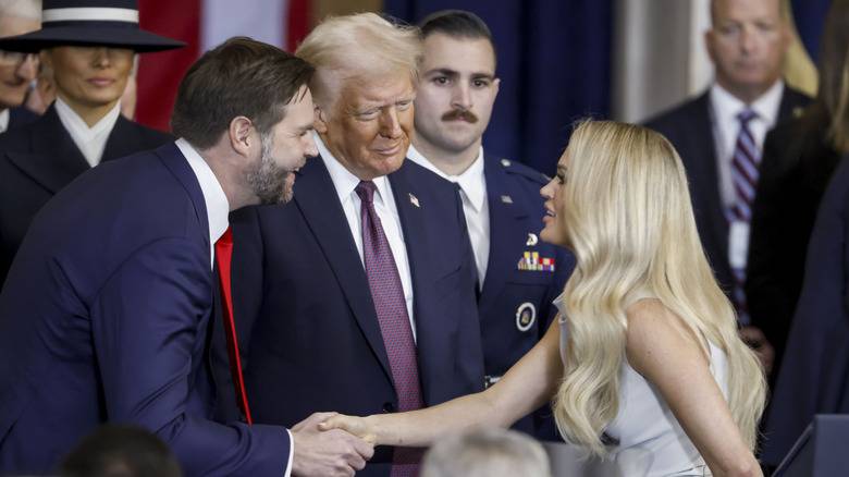 Carrie Underwood greets JD Vance and Donald Trump at the inauguration.