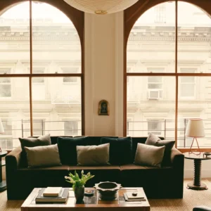 Paul Wesley and Natalie Kuckenburg inside their renovated downtown New York loft