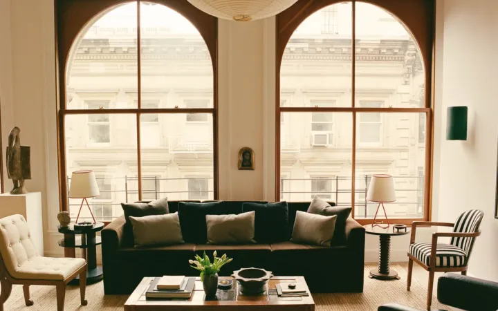 Paul Wesley and Natalie Kuckenburg inside their renovated downtown New York loft