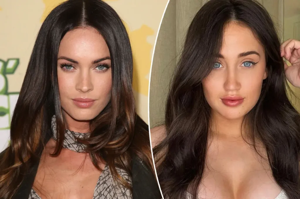Taylor Ryan posing in a portrait highlighting her resemblance to Megan Fox