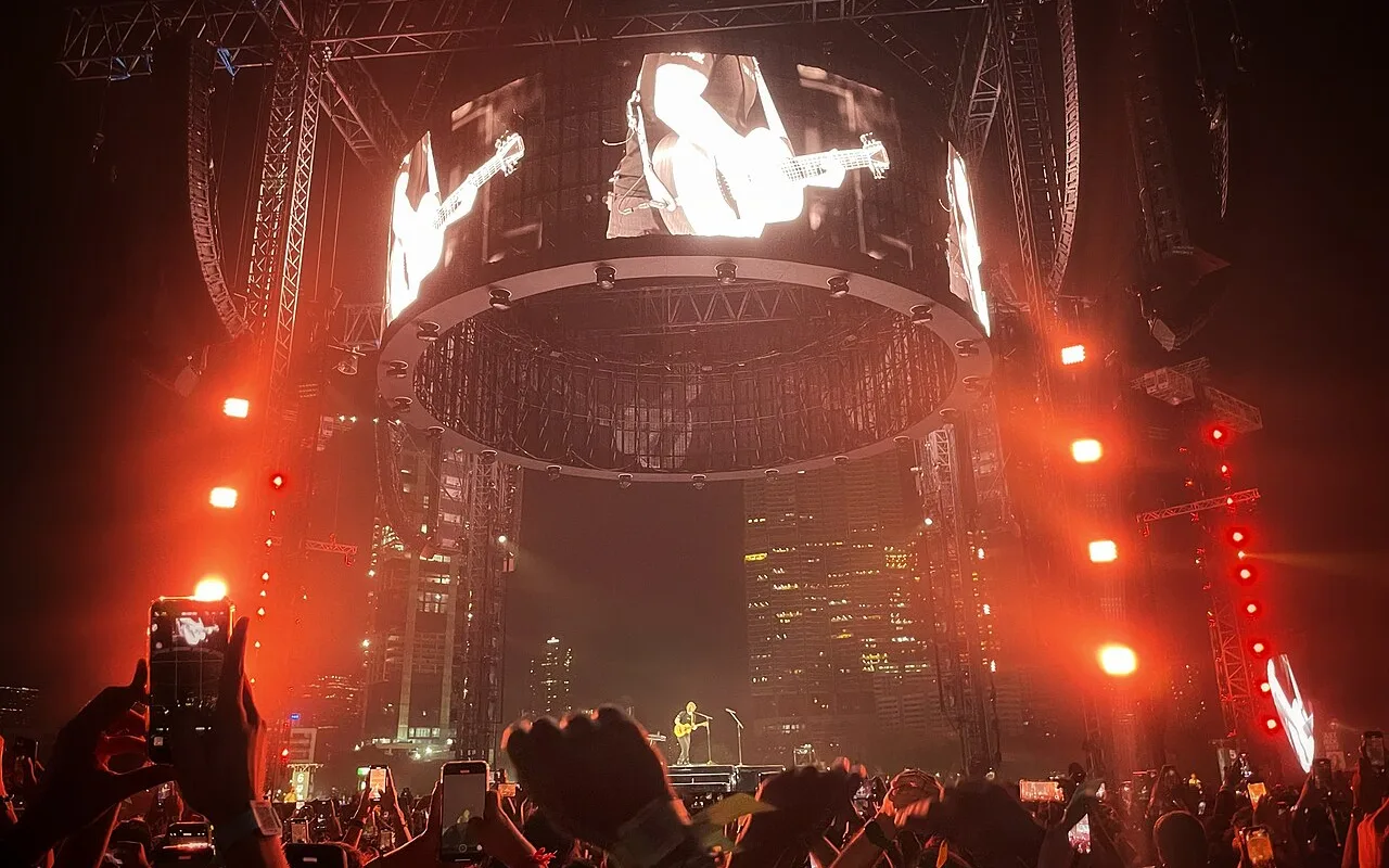 Ed Sheeran performing in Mumbai during his 2024 tour