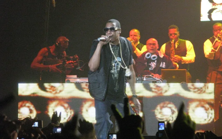 Jay-Z performing on stage