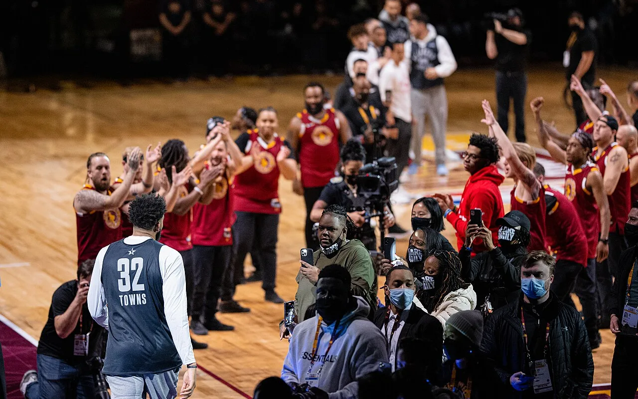 Karl-Anthony Towns during NBA All-Star Weekend in 2022
