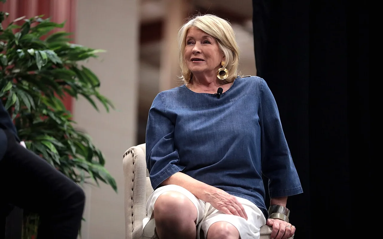 Martha Stewart speaking at a home and garden event