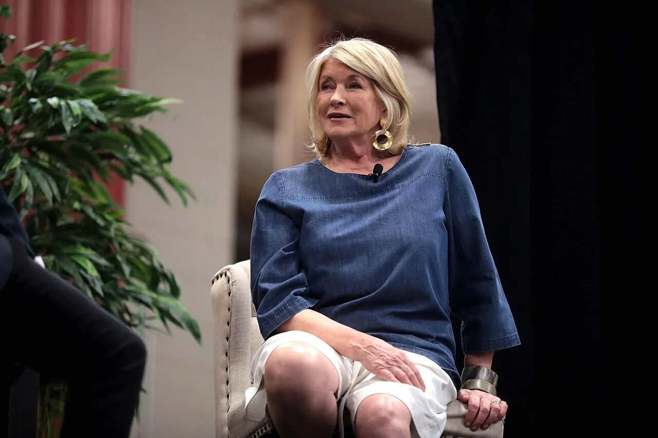 Martha Stewart speaking at a home and garden event