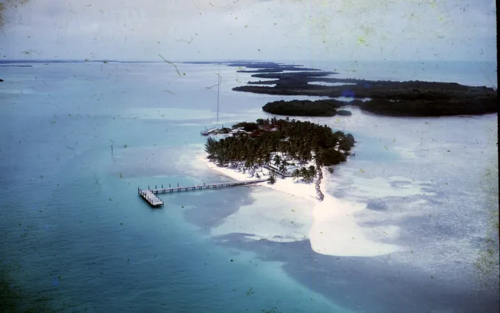 Aerial view of Little Palm Island in the Florida Keys, where Tyler Cameron proposed to Tate Madden