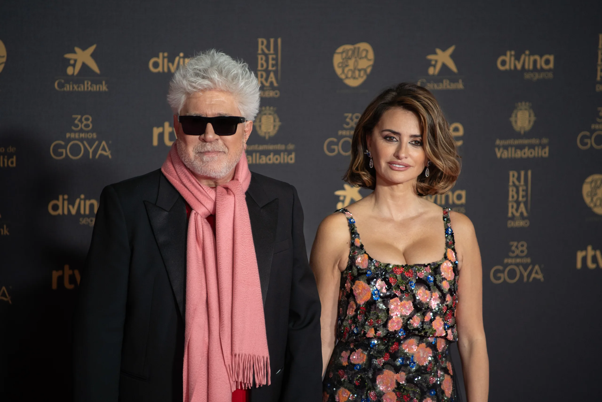 Penelope Cruz with Pedro Almodóvar on the Goya Awards red carpet
