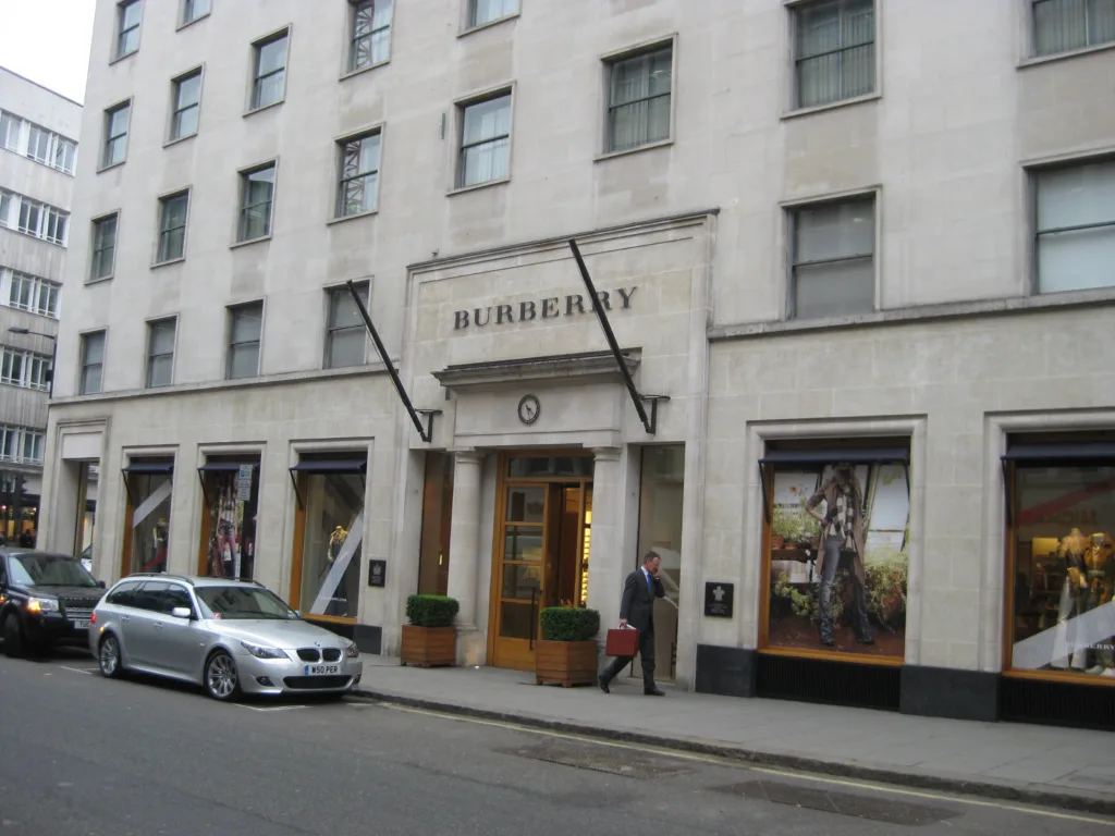Burberry London store representing the British luxury fashion house