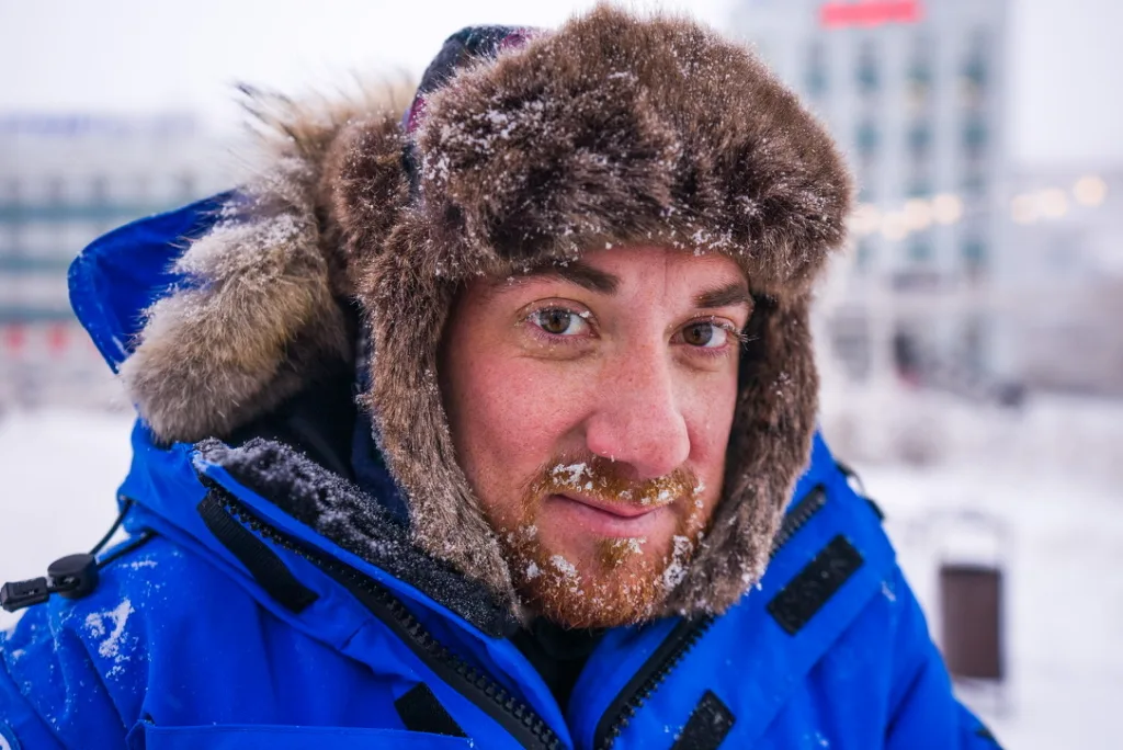 Drew Binsky in Yakutsk, Siberia during winter travel