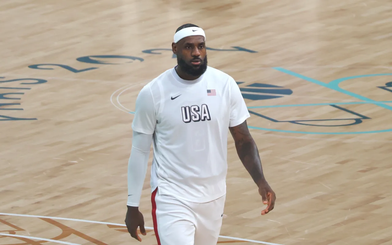 LeBron James playing for Team USA at the Paris 2024 Olympics