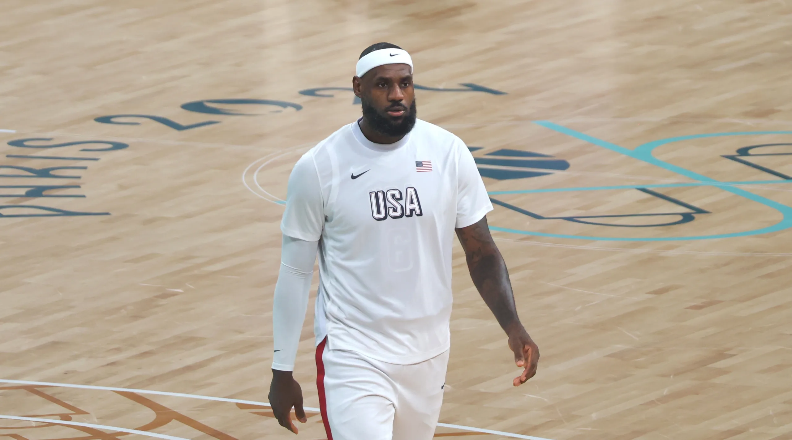 LeBron James playing for Team USA at the Paris 2024 Olympics
