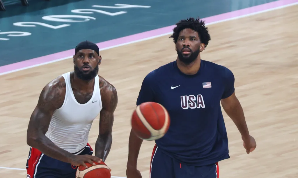 LeBron James and Joel Embiid with Team USA at the Paris 2024 Olympics