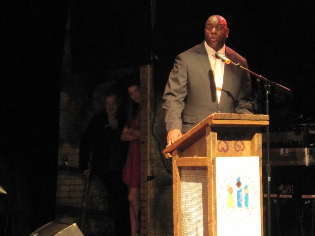 Magic Johnson speaking at an event in 2010